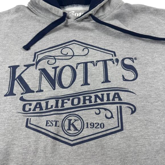 Knott’s Berry Farm California Hoodie Sweatshirt Gray Navy Logo Pullover XL - Picture 2 of 7